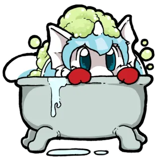 🛁 binatang, kartun, mandi busa, imut, bak mandi, sabun, kawaii telegram sticker
