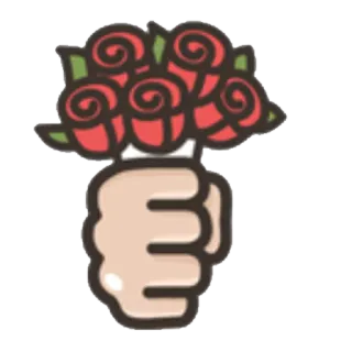 🌹 花, ブーケ, 手, バラ, 赤 telegram sticker