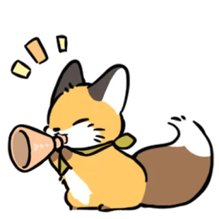 📣 キツネ, 動物, かわいい, メガホン, 漫画 whatsapp sticker