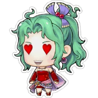 ❤ Terra Branford Chibi, Final Fantasy, Terra, Occhi a cuore, Amore, Personaggio videogioco telegram sticker