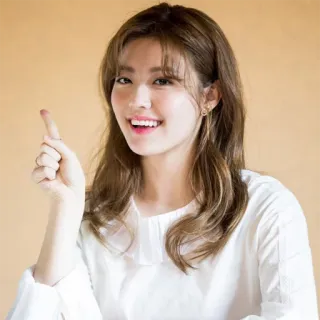 👆 woman, smile, portrait, happy, pointing, cheerful telegram sticker