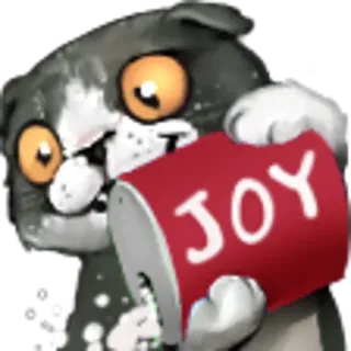 😬 JOY Katze, Tier, Freude, Dose, Trinken, Lustig, Sticker telegram sticker