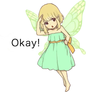 😋 Okay! 妖精, 可愛い, アニメ, 漫画, 女の子, OK, 吹き出し telegram sticker