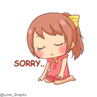 😓 SORRY... Dibujos animados, Lo siento, Disculpa, Lindo, Chica, Arrepentimiento telegram sticker