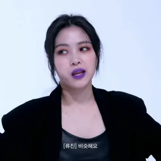 🪁 Ryujin 류진] 비슷해요 woman, korean, portrait, lipstick, makeup telegram sticker