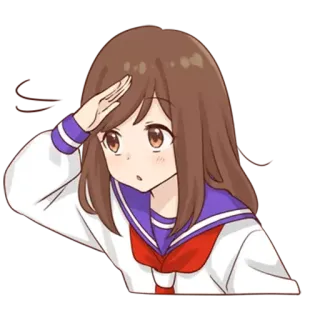 🧐 ragazza anime, saluto, uniforme scolastica, carina, cartone animato, manga, ragazza telegram sticker
