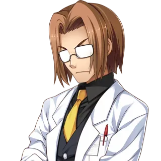 🤓 Anime, Homme, Scientifique, Lunettes, Blouse de labo, Sérieux, Intellectuel telegram sticker