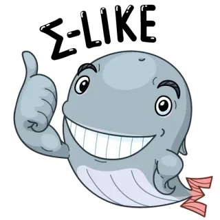 👍 Wal, Cartoon, Tier, Daumen hoch, Süß, Fröhlich telegram sticker