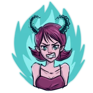 👿 恶魔, 女孩, 卡通, 角, 动漫, 魔鬼, 幻想 telegram sticker