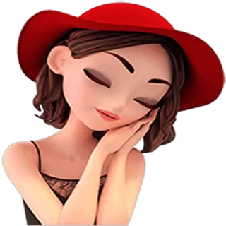😴 kobieta, kapelusz, kreskówka, śpiący, elegancki telegram sticker