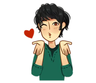 😘 การ์ตูน, หัวใจ, คน, รัก, จูบ, ภาพเคลื่อนไหว telegram sticker