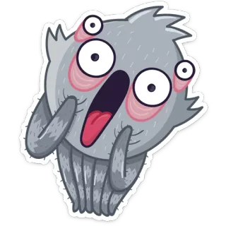 😱 cartoon, monster, creature, funny, crazy, eyes, exhausted, shocked telegram sticker