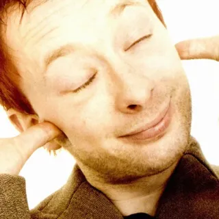 🙂 Thom Yorke musiker, sänger, ohren, augen geschlossen, radiohead telegram sticker