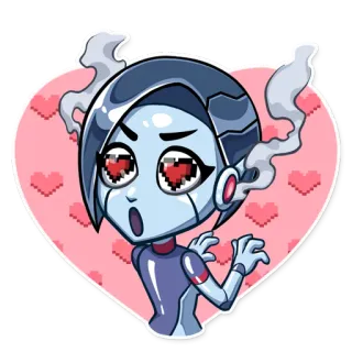 😍 robot, android, love, heart, pixel art, cute telegram sticker