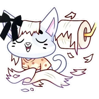 😀 猫, 子猫, トイレットペーパー, 遊び心, かわいい, 漫画, ステッカー telegram sticker