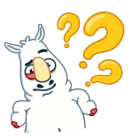 ❓ rinoceronte, punto interrogativo, cartone animato, confuso, animale, mammifero whatsapp sticker