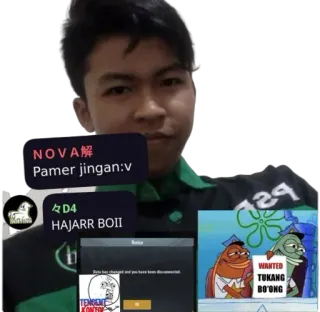 🤔 NOVA 解 Pamer jingan:v
々D4 HAJARR BOII
TENEMENT KONToL Meme, Internet, Stiker, Teks, Lucu telegram sticker