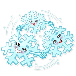 ❄ Schneeflocke, Winter, Niedlich, Kawaii, Cartoon, Schnee, Eis, Frost telegram sticker