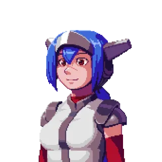 🙂 anime girl, pixel art, digital art, female character, blue hair telegram sticker