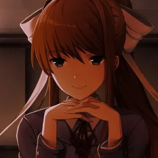 📄 Monika Doki Doki Literature Club! Anime, Écolière, Jeu vidéo, Mignon, Portrait telegram sticker