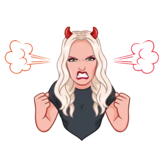 😈 zły, diabeł, demon, kreskówka, poirytowany, blond, wściekły telegram sticker