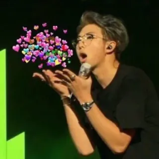 😮 RM RM, BTS, K-pop, singer, heart, love, glasses telegram sticker