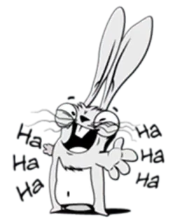 🤣 HA HA HA królik, śmiejący się, kreskówka, zwierzę, szczęśliwy, radosny telegram sticker