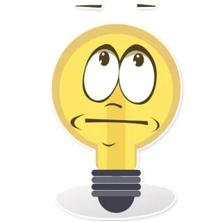 🙄 ampoule, dessin animé, emoji, penser, idée, lampe telegram sticker