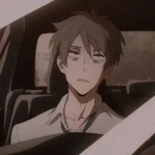 🔦 Anime, Uomo, Stanco, Auto, Esaurito, Assonnato, Ritratto telegram sticker