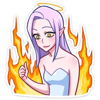 👍 ангел, огонь, мультфильм, аниме, персонаж, рисунок telegram sticker