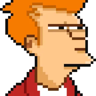 😊 Fry Futurama Пиксель арт, Мультфильм, Средний палец, Оскорбительный, ТВ шоу, Анимированный, Персонаж telegram sticker