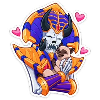 🥰 skeleton, cat, fantasy, hearts, armor telegram sticker