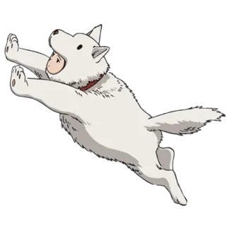 🙄 perro, perro blanco, animal, dibujo animado, mascota, lindo, volando whatsapp sticker
