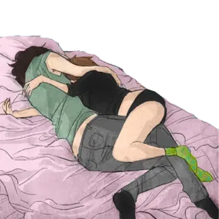 🖤 couple, dormir, amour, câlin, relation, romance, affection telegram sticker