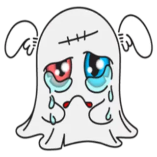 😭 fantôme, pleurer, triste, mignon, autocollant, dessin animé, larmes, émotionnel telegram sticker