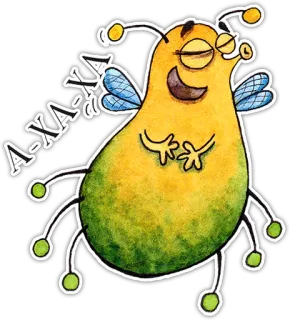 🤣 A-XA-XA-XA inseto, desenho animado, fofo, engraçado, inseto, amarelo, verde, alienígena telegram sticker