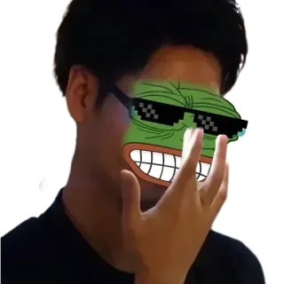 🤣 Pepe the Frog pepe, frog, meme, glasses, internet meme, character telegram sticker