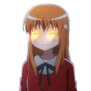 😻 REC fille anime, enregistrement, yeux, autocollant, dessin animé telegram sticker