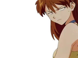😀 Asuka Langley Sohryu Neon Genesis Evangelion anime, angry, girl, Evangelion, Asuka telegram sticker