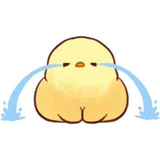 🤩 lindo, triste, llorando, amarillo, lágrimas, pollito, dibujos animados whatsapp sticker