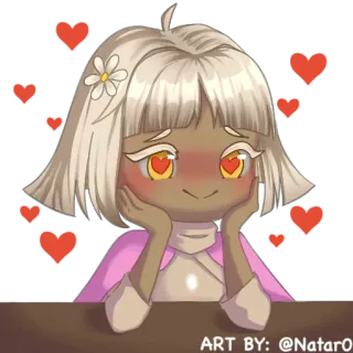 😍 ART BY: @NatarO Anime, Lindo, Corazón, Chibi, Kawaii, Dibujos animados telegram sticker