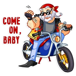 😏 COME ON, BABY Motociclista, Moto, Cartone animato, Adesivo, Figo, Bebè whatsapp sticker