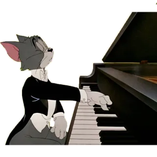 🥸 Tom Cat Tom and Jerry cartoon, cat, piano, music, classic telegram sticker