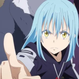 😾 Rimuru Tempest That Time I Got Reincarnated as a Slime Anime, Rimuru Tempest, Doigt d'honneur, Slime, Isekai telegram sticker