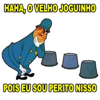 👨‍✈️ HAHA, O VELHO JOGUINHO
POIS EU SOU PERITO NISSO cartoon, police, game, cups telegram sticker