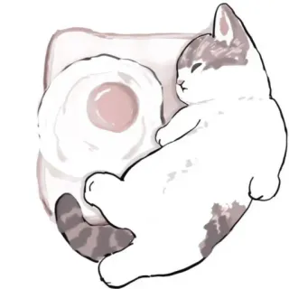 🍹 кот, спящий, яйцо, милый, животное, мультфильм telegram sticker