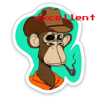 😂 excellent khỉ, NFT, Bored Ape, động vật, hình dán, khỉ whatsapp sticker