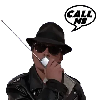 📞 CALL ME blues brothers, call me, phone, sunglasses, hat, leather jacket telegram sticker