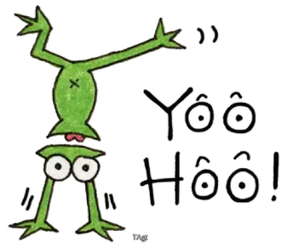 🤸‍♂️ Yoo Hoo! rã, desenho animado, alegre, engraçado, fofo, verde whatsapp sticker