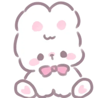 😯 süß, kawaii, Hase, Kaninchen, Tier, Cartoon, Illustration, rosa, Schleife telegram sticker